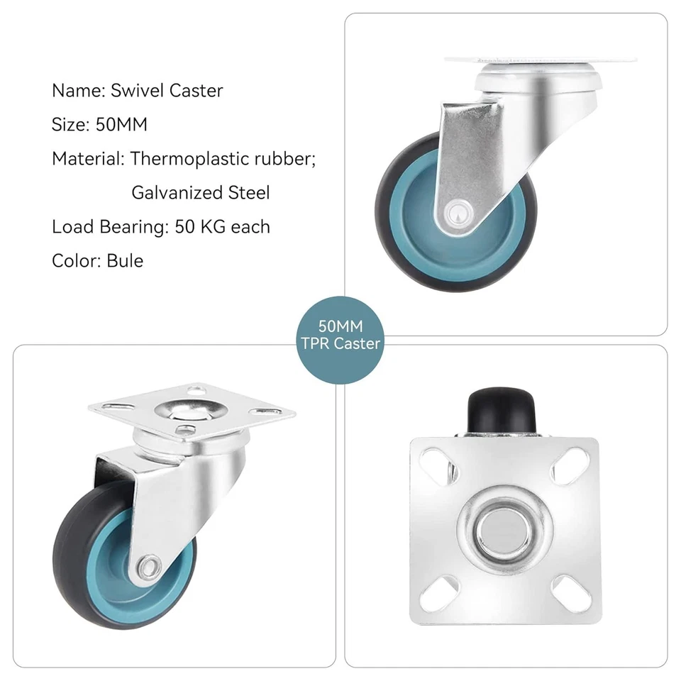 Schwenkrollen 50mm - 12 Stück mit 50kg Tragfähigkeit für vielseitige Nutzung - Bild 4 von 4