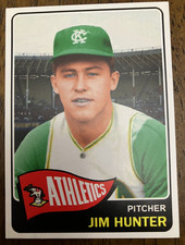 KANSAS CITY ATHLETICS: Jim Catfish Hunter Custom Modern 1965 Style Art Card -HOF