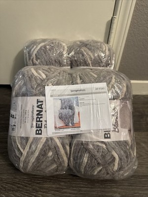 Yarnspirations Bernat Blanket Big Ball Yarn Silver Steel 10.5 oz Skein x4