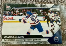 2025-26 TOPPS NOW HOCKEY STICKER 54 CONNOR McDAVID OILERS HAT TRICK BLK ICE /10