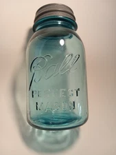 Rare vintage blue aqua ball perfect mason jar 1923-1933 #13 W/Double Seam Error