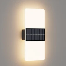 Solar Outdoor Wall Light, IP65 Waterproof Morden Outdoor Acrylic Solar Wall L...