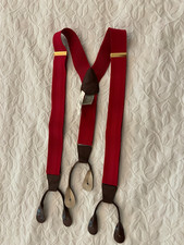Preppy Suspenders Italy Red Elastic Leather Tabs