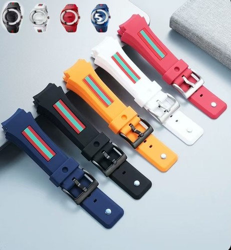 18 21mm Blue White Red Black Orange Rubber Watch Strap Fits for Gucci/YA137 Band