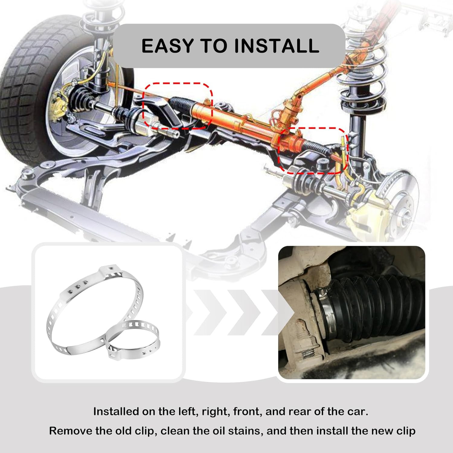 10PCS CV Boot Clamp Kit Include 5PCS Small and 5PCS Large Hose Clamps,Adjustable