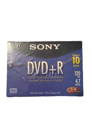 Sony DVD+R 10 Pack Discs Cases 120 min 4.7 GB Blank Sealed 1x-4x 10DPR47L2 NEW