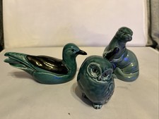 VINTAGE/RETRO - POOLE KERAMIK - BLAUE & SCHWARZE GLASUR - Robbe, Eule und Vogel