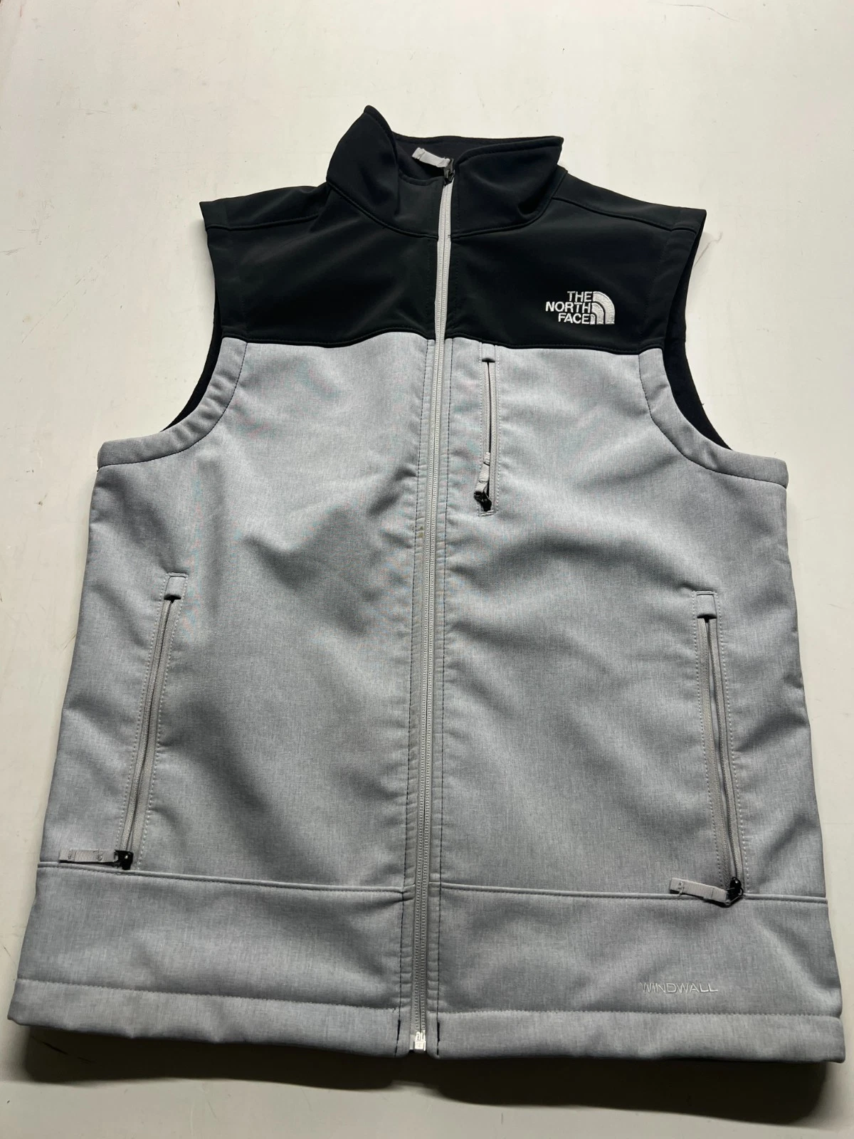 The North Face Windwall Fleece Vest Gray Full Zip Mockneck Outdoor Men Sz Medium
