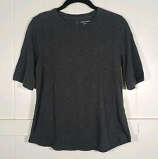Eileen Fisher Charcoal Gray Organic Cotton Elbow Sleeve T-Shirt XXS S19SOQ