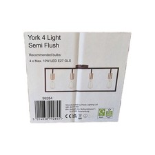 York 4 Light Semi Flush Light Fitting Antique Brass And Black