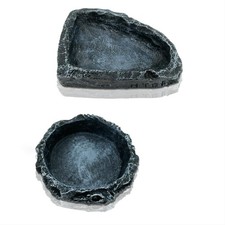 Reptile Rock Food Water Dishes, 2-Pack Resin Terrarium Bowl