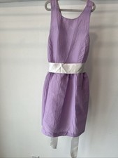 Chap’s Girls Lavender Dress White Satin Bow Button Back Sz 8 NWT Imperfect