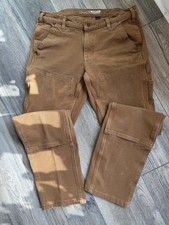 Women  s Double Knee Carhartt Brown Pants Size 8 Tall Rugged Flex Relaxed Fit