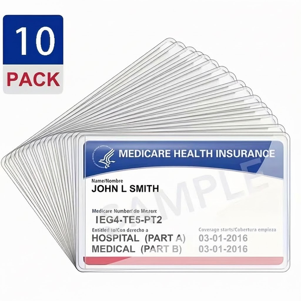 10 Medicare Card Holder Protector Sleeve Clear PVC For Credit Card Business Card