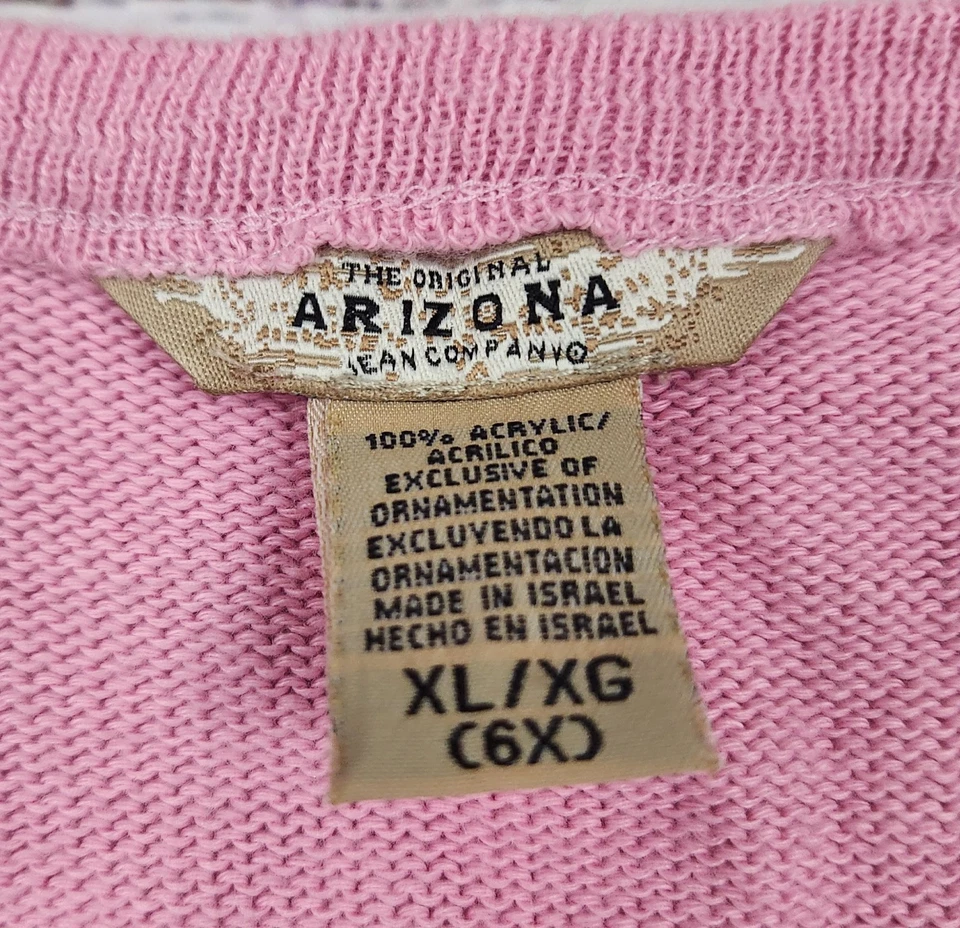 Arizona Girls Pink Argyle Heart Cardigan Sweater 6X Button Front VTG Y2K Style - Image 4 of 4