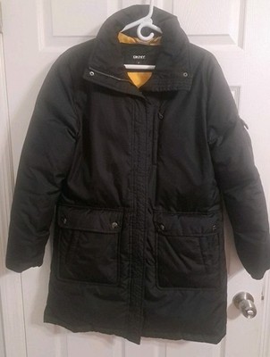 DKNY Womens Black Down Coat Puffer Jacket Size Medium 