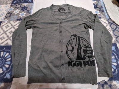 HYSTERIC GLAMOUR Iggy Pop The Stooges Cardigan Used Rare Band Logo Lightweight