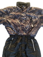 Vintage 80’s Damen Etirel All In One schwarz Skianzug Gr. Taille 30/32” # 919