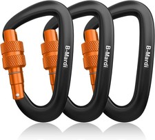 Carabiner Clips Heavy Duty 12kN 2697 Lbs -Lightweight Locking Black/Orange 3