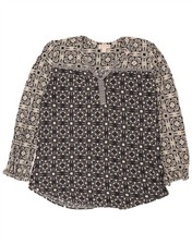 Monsoon Womens Long Sleeve Blouse Top UK 16 Large Black Paisley Viscose CP10