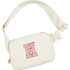 Gifts for Girls Kids,Initial Fanny Pack Crossbody Purse Cream,H