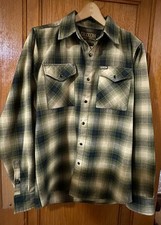 DIXXON The Platoon Flannel Men Small Green Plaid Pearl Snap
