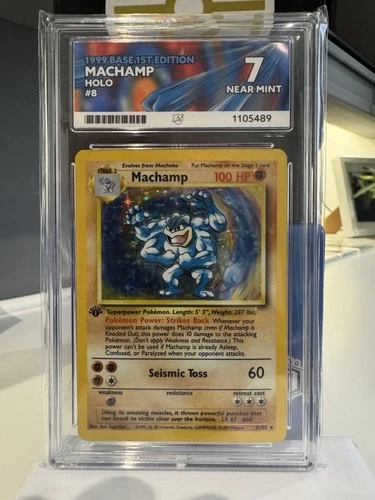 Pokémon TCG Machamp Vintage Holo 1st Edition 8/102 ACE Graded 7
