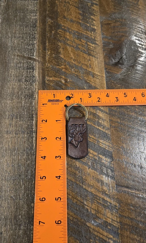 鹿浮雕手工皮革钥匙扣/钥匙扣/钥匙扣/钥匙圈 — 第 3/3 张图片