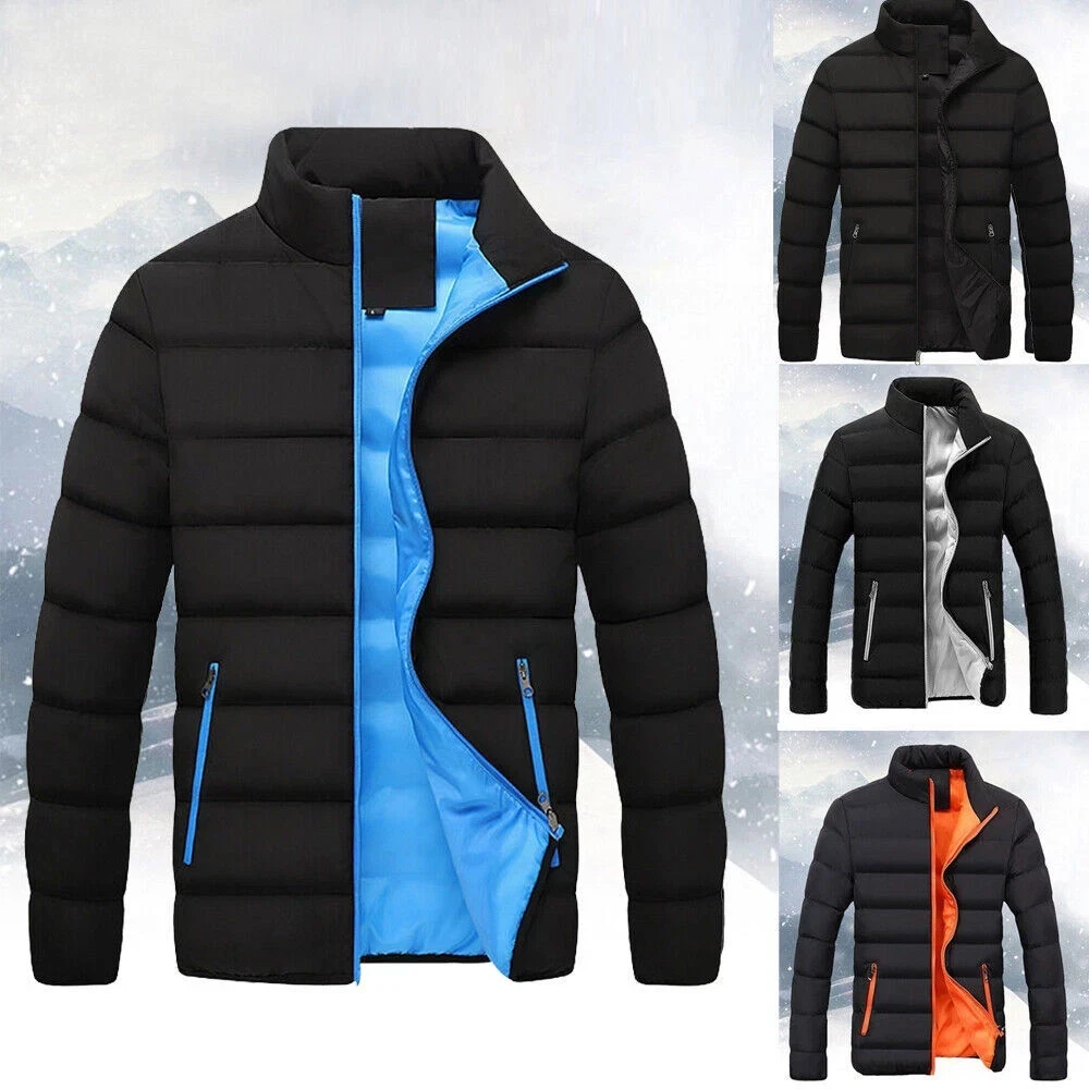 Men's Jacket Puffer Bubble Cotton Coat Quilted Zip Up Padded Winter Warm Outwear