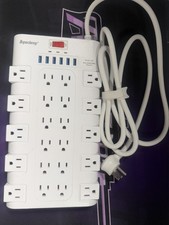 SUPERDANNY 22 Outlet Power Strip Surge Protector AC 6.5 ft White USB-C USB-2.0
