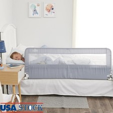 Extra Long Hideaway Metal Bedrail Gray Baby/Toddler Safety Bed Rail