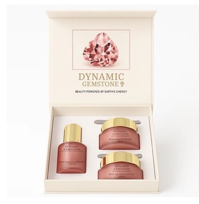 Dynamic Gemstone Topaz Radiance Set Rose Quartz Peptide Cream Mask Serum