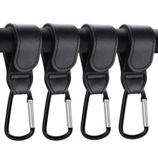 4 Pack Premium Non-Slip Stroller Hooks, Adjustable Carabiner Clips, Multifunc...