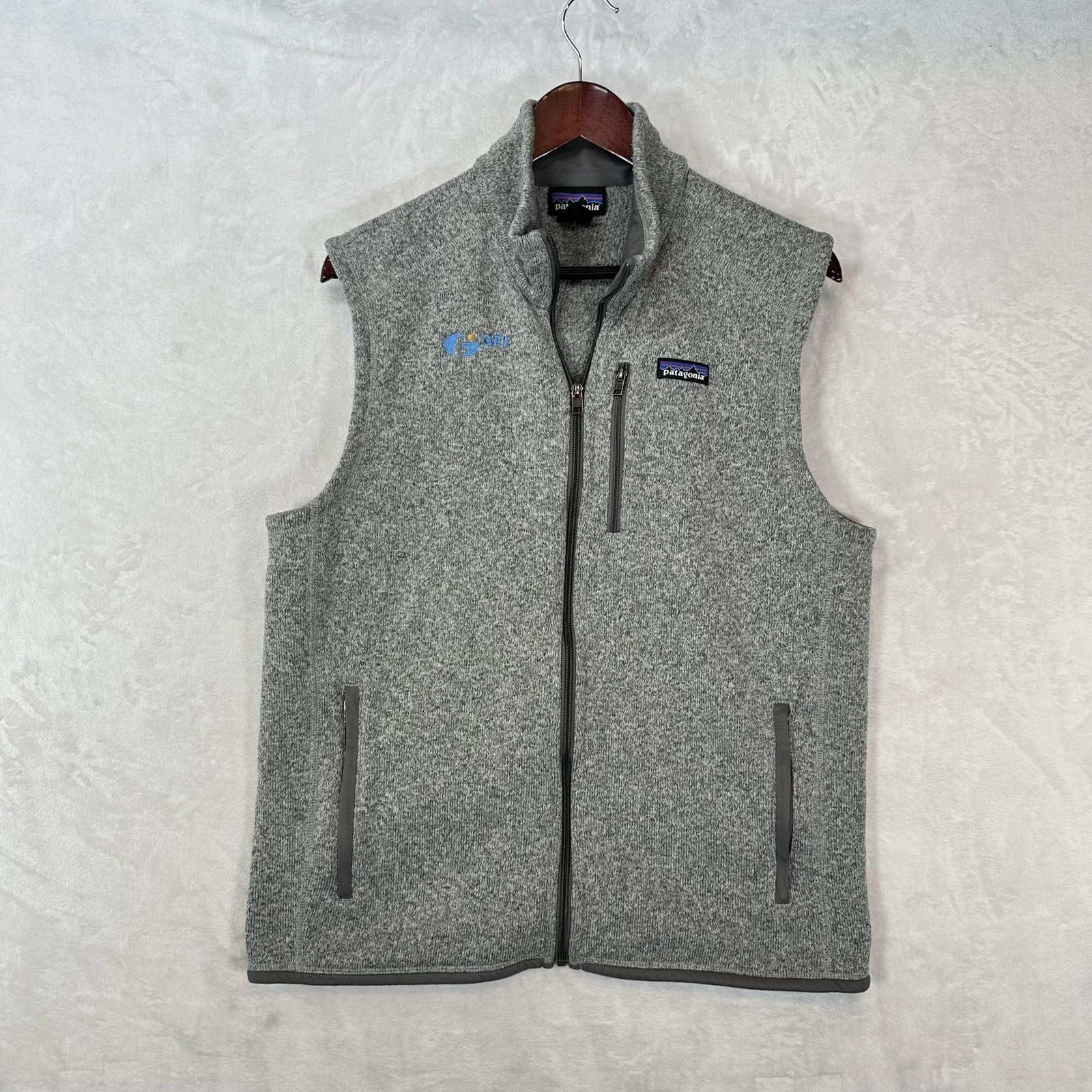Patagonia Vest Mens Large Gray Better Sweater Fleece Full Zip GFI Logo Outdoor