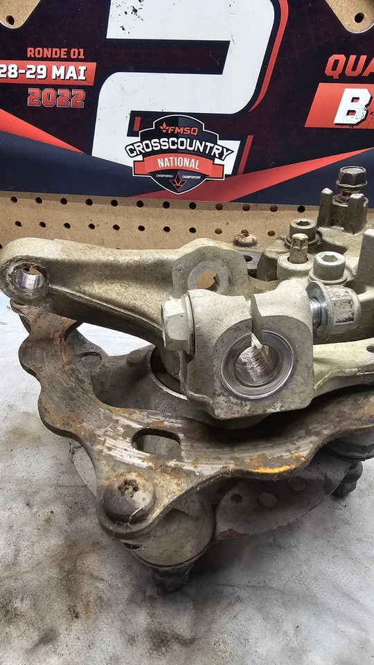 2008 Can Am DS450 Front Spindles Hubs Rotors Calipers Bearings OEM  - Image 4 of 4