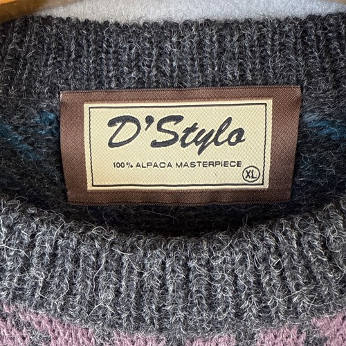 D’Stylo 100% Alpaca Wool Sweater Mens Size XL Masterpiece Grandpacore Y2K Vibe - Picture 2 of 7