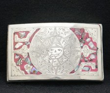 WB09133 VINTAGE 1970s  SUN w/ FACE  SOUTHWESTERN STYLE ARTWORK BELT BUCKLE