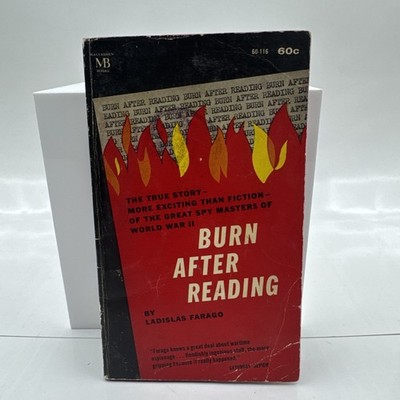 Burn After Reading by Ladislas Farago (1961, 1963 MacFadden) Vintage Rare Book