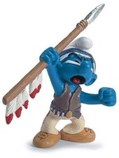 SPEAR AMERICAN INDIAN SMURF from 2007 by SCHLEICH THE SMURFS - 20550