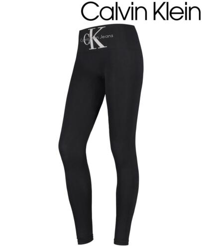 Calvin Klein CK Ladies Black Logo High Waist Microfibre Footless Leggings |  eBay