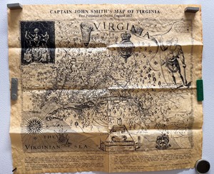 John Smith’s Map Virginia 1612 Repro Authentic Parchment Paper Jamestown, VA