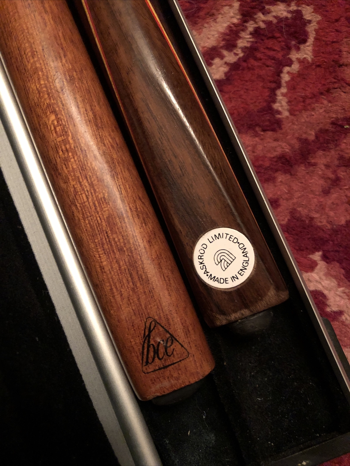 9 Vintage Snooker Cues And Aluminium Long Cue Case, One And Two Piece