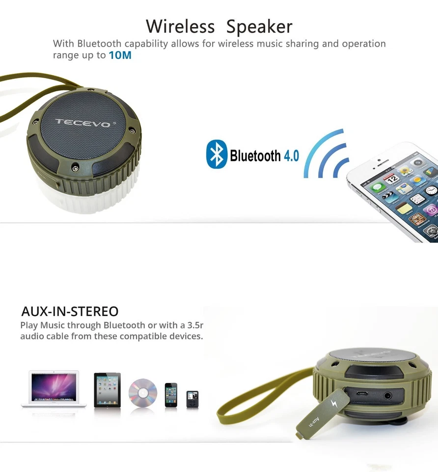 TECEVO S15 Altavoz Inalámbrico Bluetooth Exterior Jardín Impermeable Fuerte Foto 3 de 4