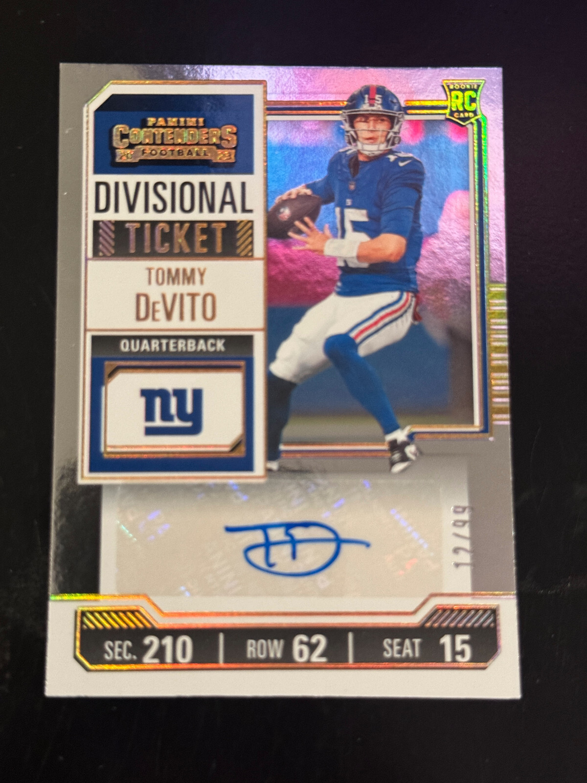 2023 Contenders Tommy DeVito Divisional Ticket Auto RC Rookie #/99 #221