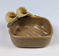 Pottery Tan  Beige Calla Lily Bar Soap Dish