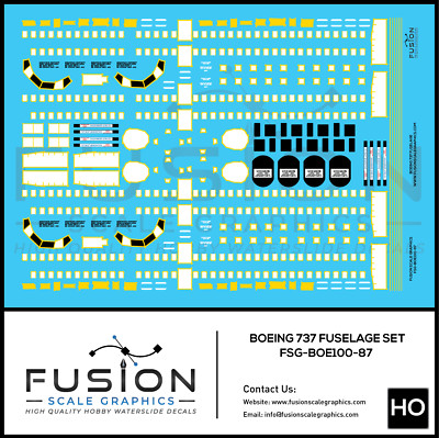 HO Scale Boeing 737 Fuselage Decal Set