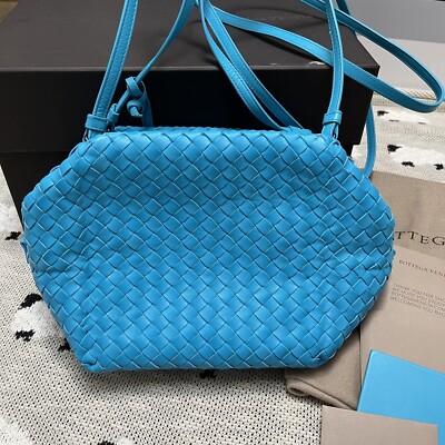 ■BOTTEGA VENETA■ Mini Intrecciato Crossbody Blue 609412VCP Bottega-Veneta-Intrecciato-