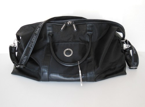 Pierre Balmain Reisetasche, schwarzer wetterfester Stoff mit Lederboden, 60cm - Bild 6 von 9