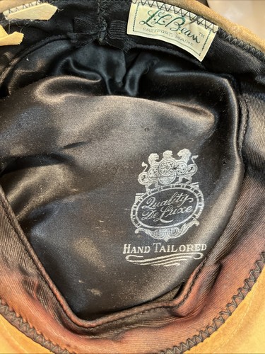 LL Bean Newsboy Cap Hat Mens Small Tan Genuine Leather Vintage Made In USA - Picture 10 of 14