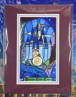 2025 Disney Parks Fenway Fan Cinderella Castle Enchanted Glass Mini Print 6x8 
